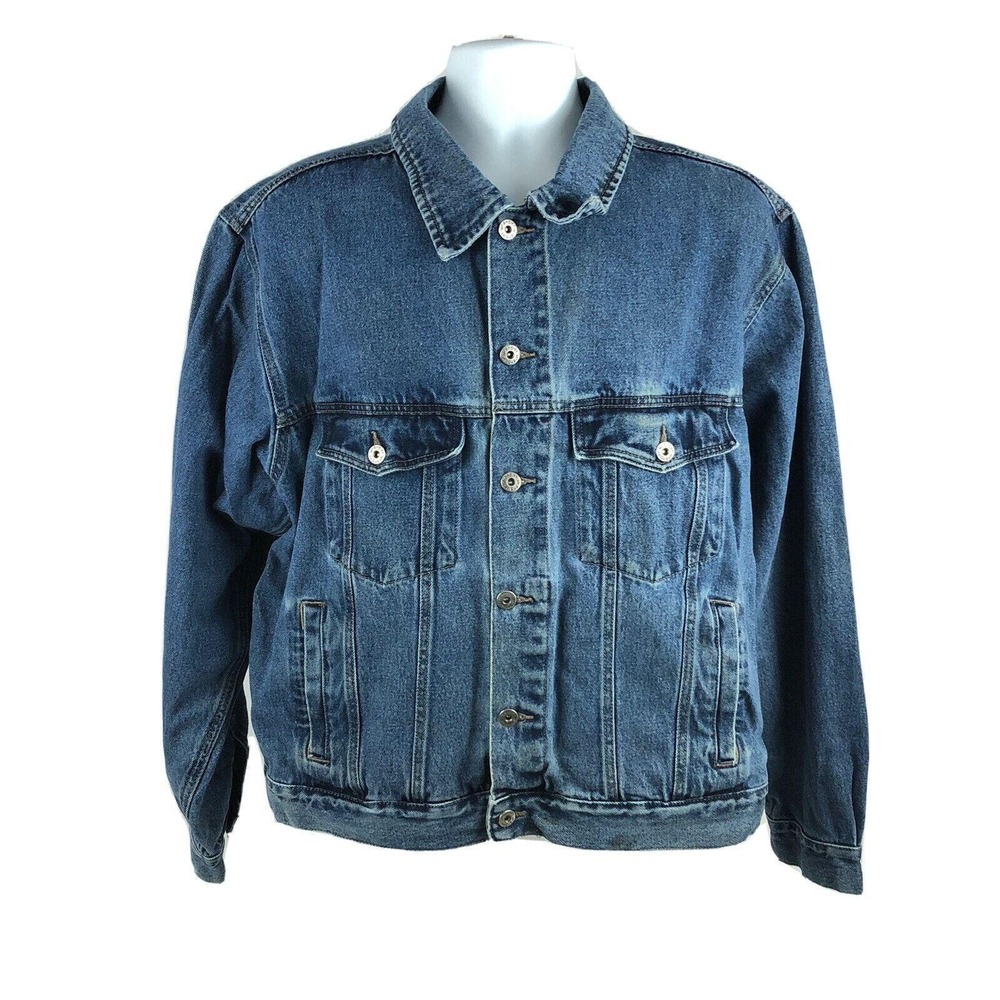 Wrangler Hero‎ Denim Jacket Blue Jean Western Trucker Vintage 90s Boxy Fit Large